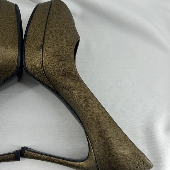 YSL Yves Saint Laurent open toe pumps heels bronze 38 - Picture 10 of 15